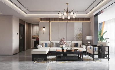 新中式客餐厅3D模型下载